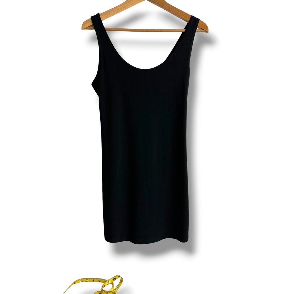 Sympli Womens‎ Black Scoop Neck Sleeveless Tank Top Stretch Longline Size 10